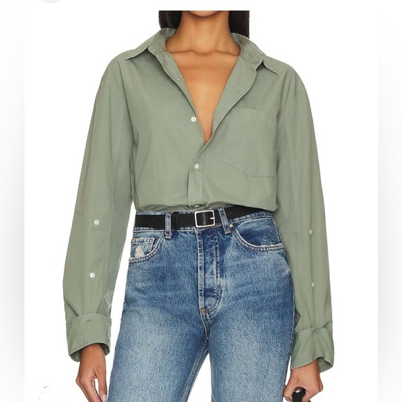 Citizens of Humanity- Shrunken Kayla shirt, size Small, light army green - Picture 1 of 3